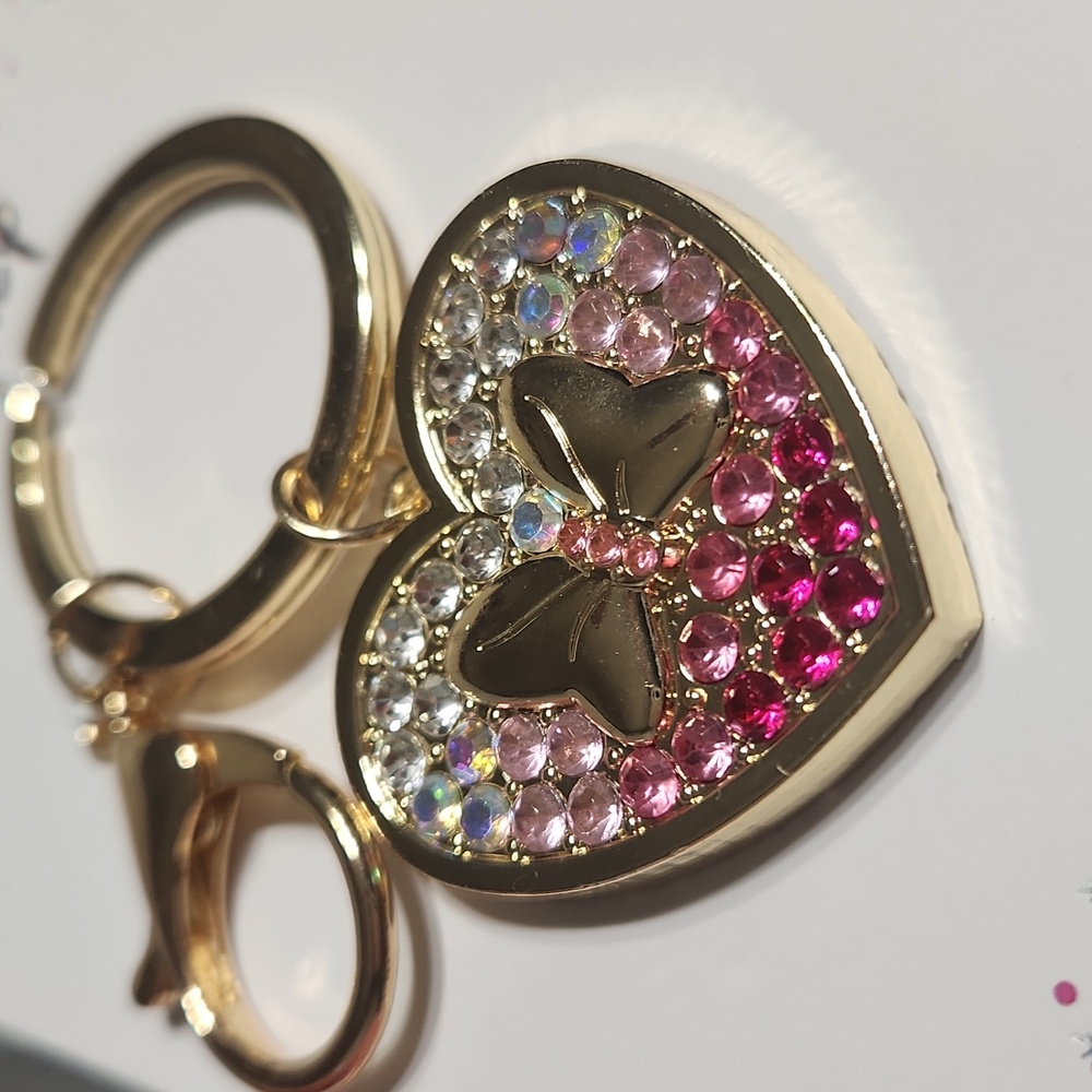 Disney Gold Heart Keychain with Pink and Gold Accents - Picture 2 of 3
